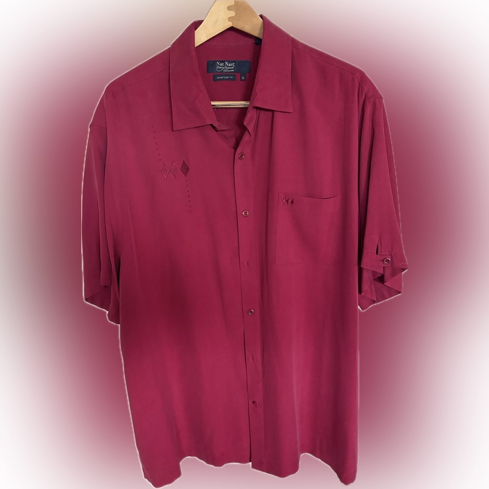 Nat Nast Men's Rich Red (Cranberry) Casual Button Down Shirt